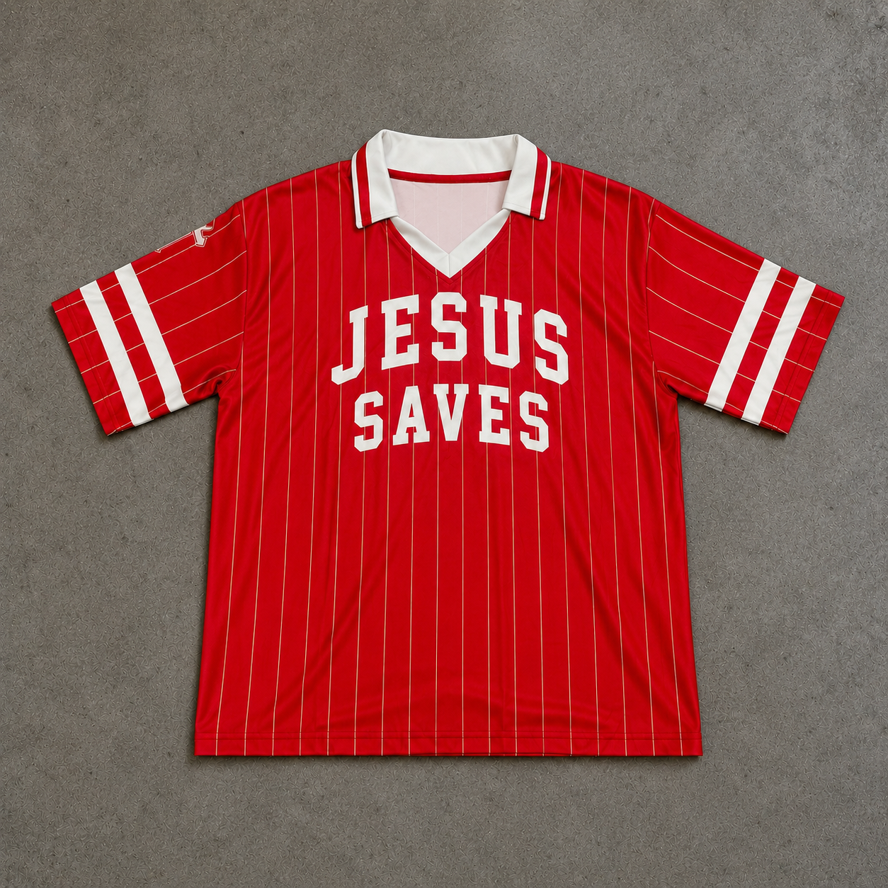 Jesus Saves – Striped Soccer Jersey