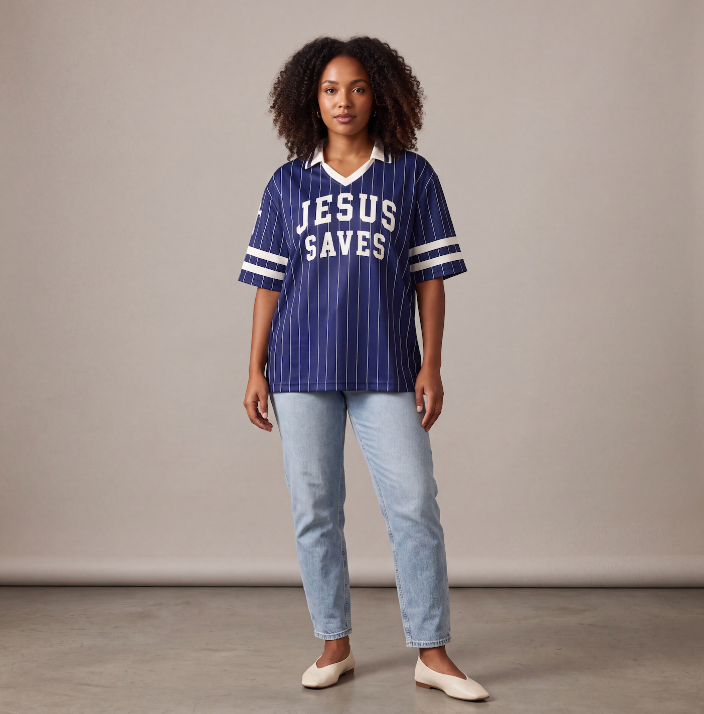 Jesus Saves – Striped Soccer Jersey