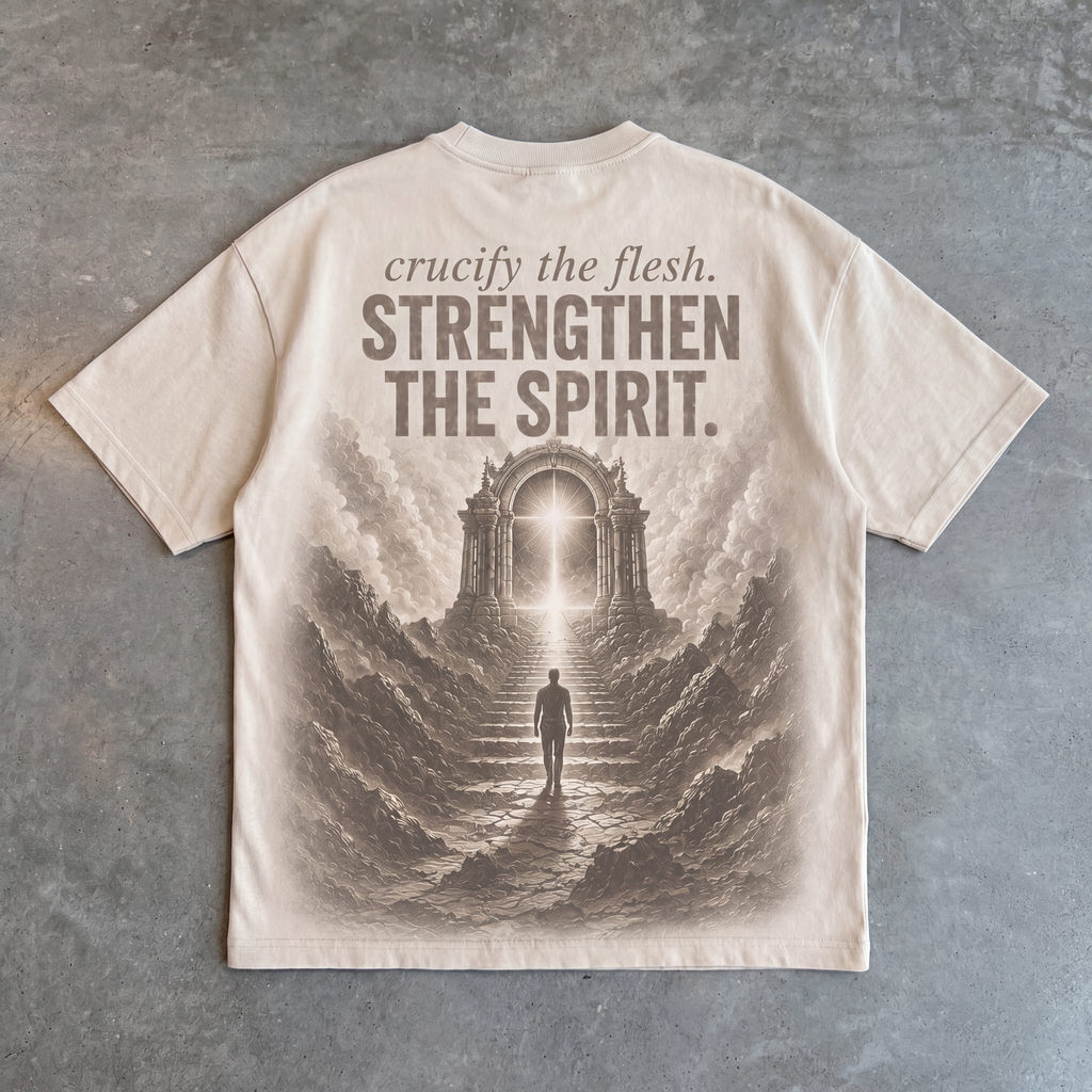 Crucify the Flesh – Strengthen the Spirit Oversized Tee