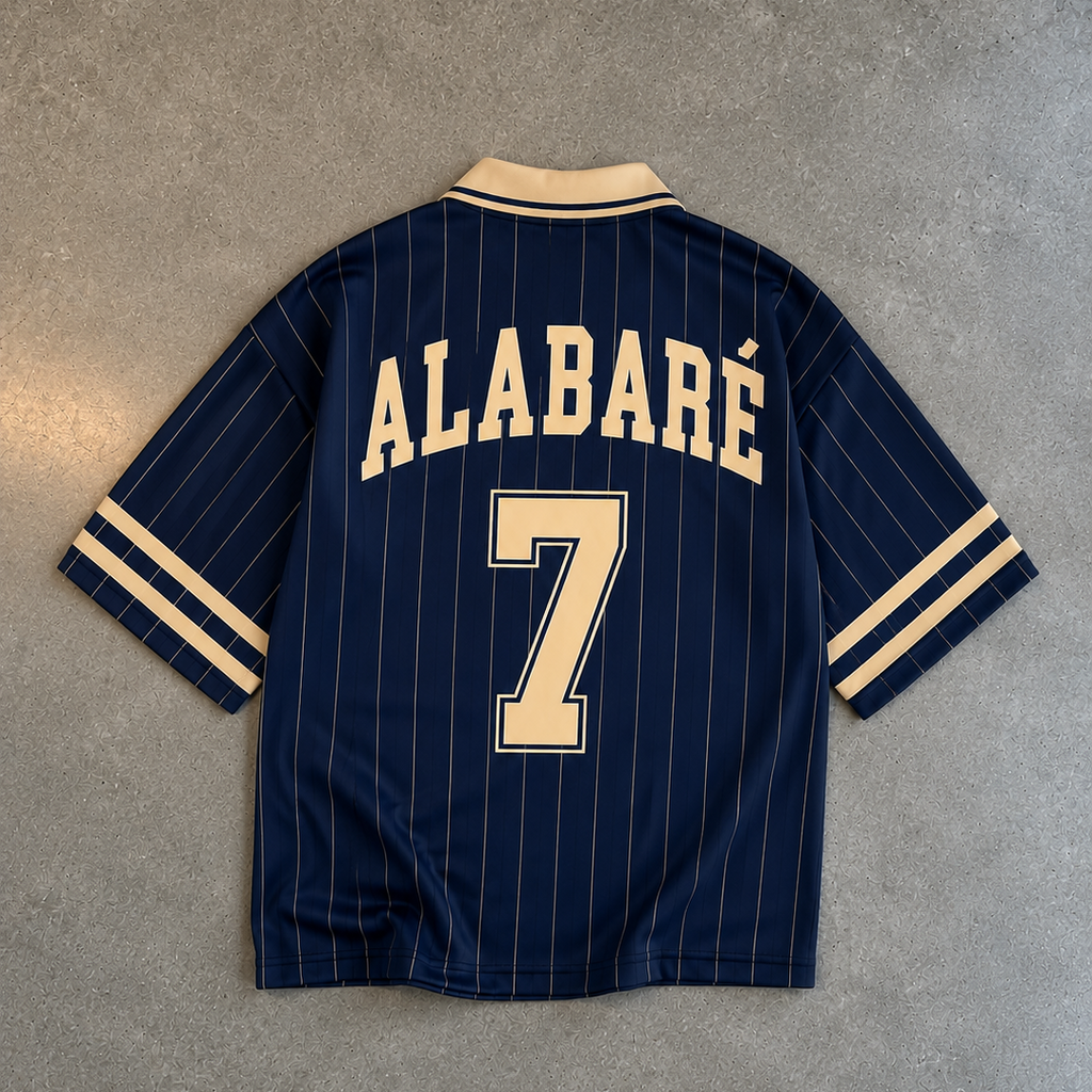 Jesus Saves – Navy Striped Soccer Jersey