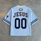 Forgiven – Blue Embellished Football Jersey